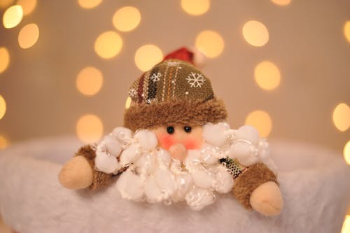Free Brown and White Snowman Plush Toy Stock Photo