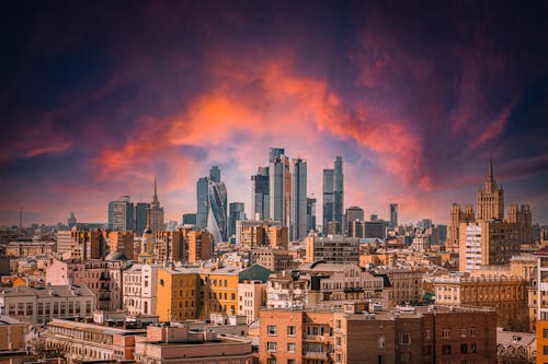 Aerial Photography of City Buildings during Sunset