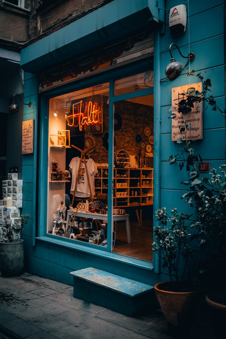 Blue Wooden Store Front