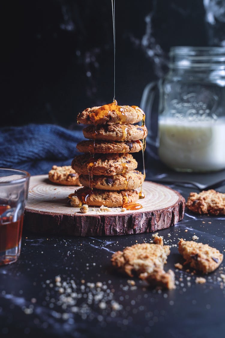 Cookies With Pouring Honey