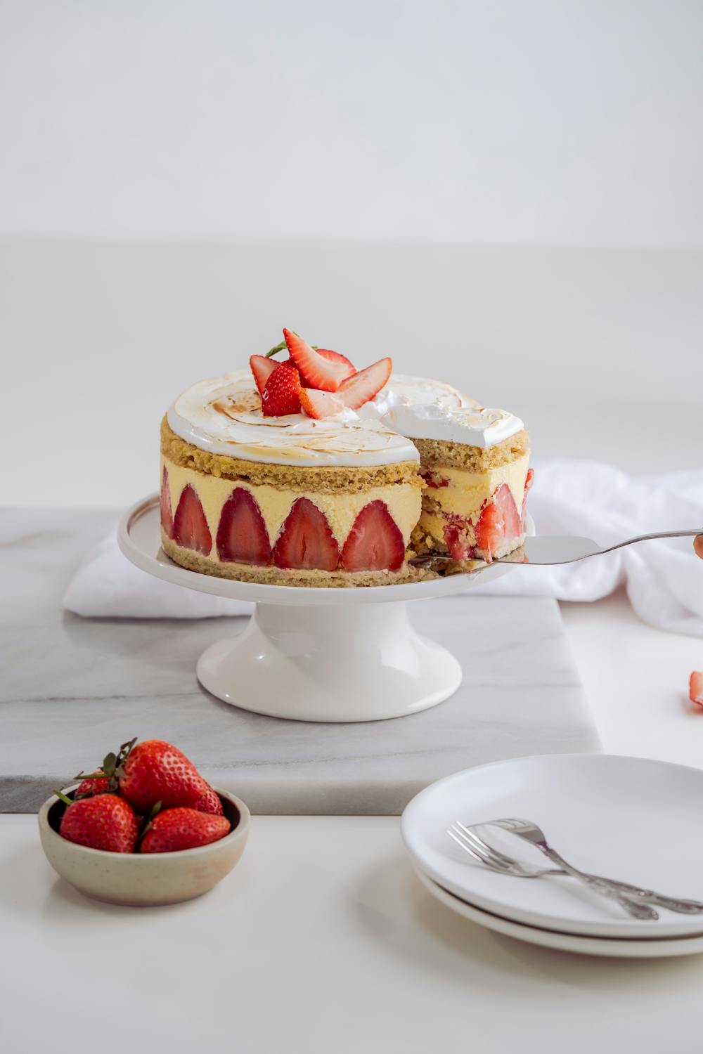 Rhubarb Strawberry Layer Cake