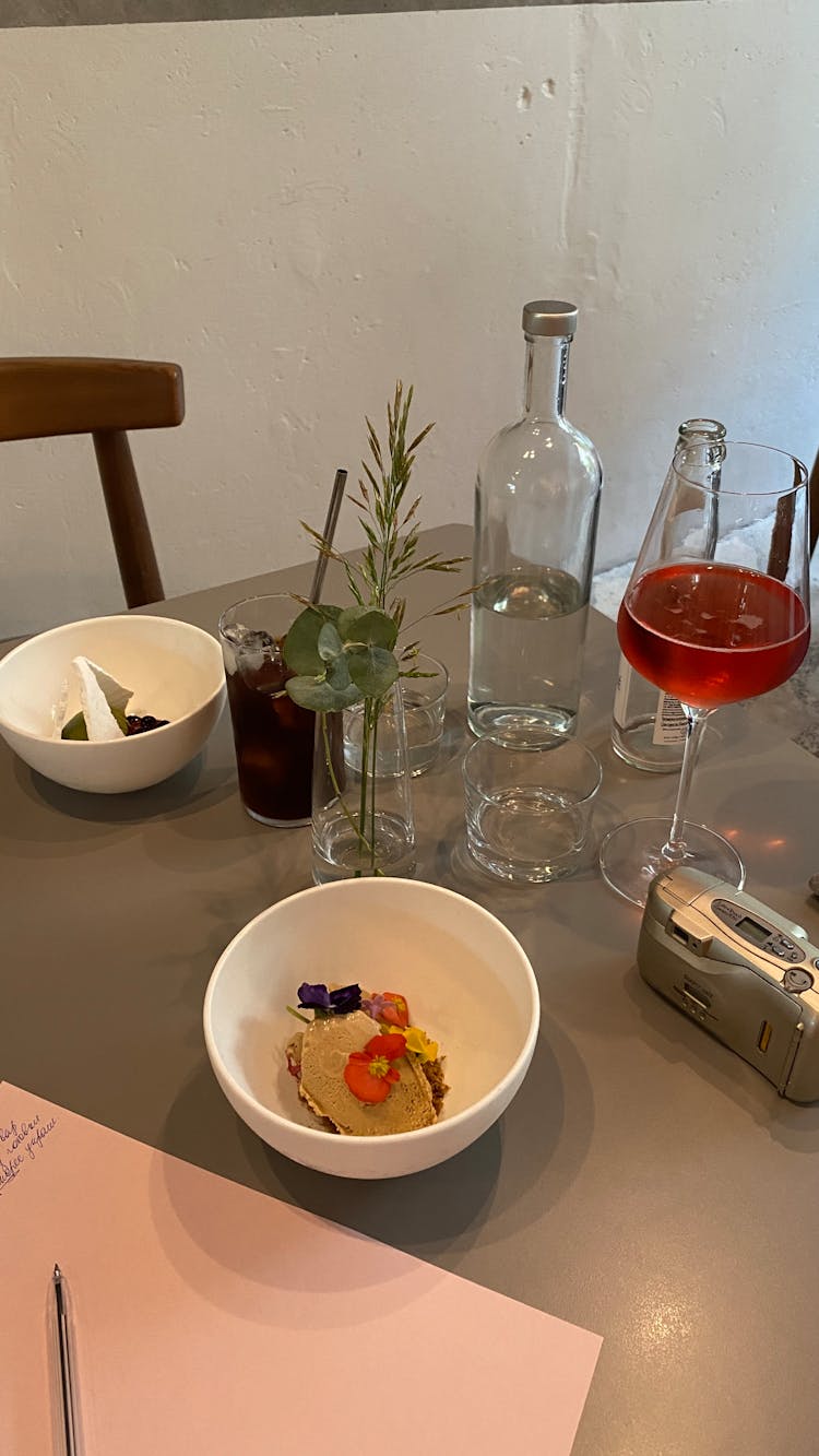 Food In Bowls On Restaurant Table