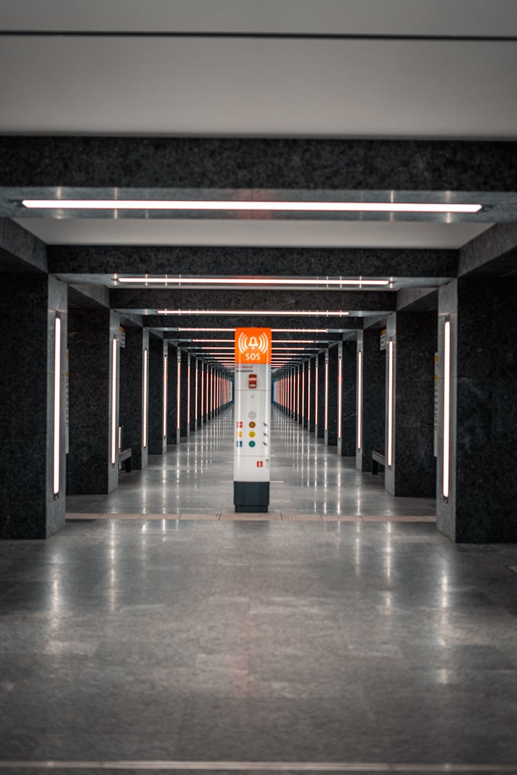 Columns In Subway System Hallway