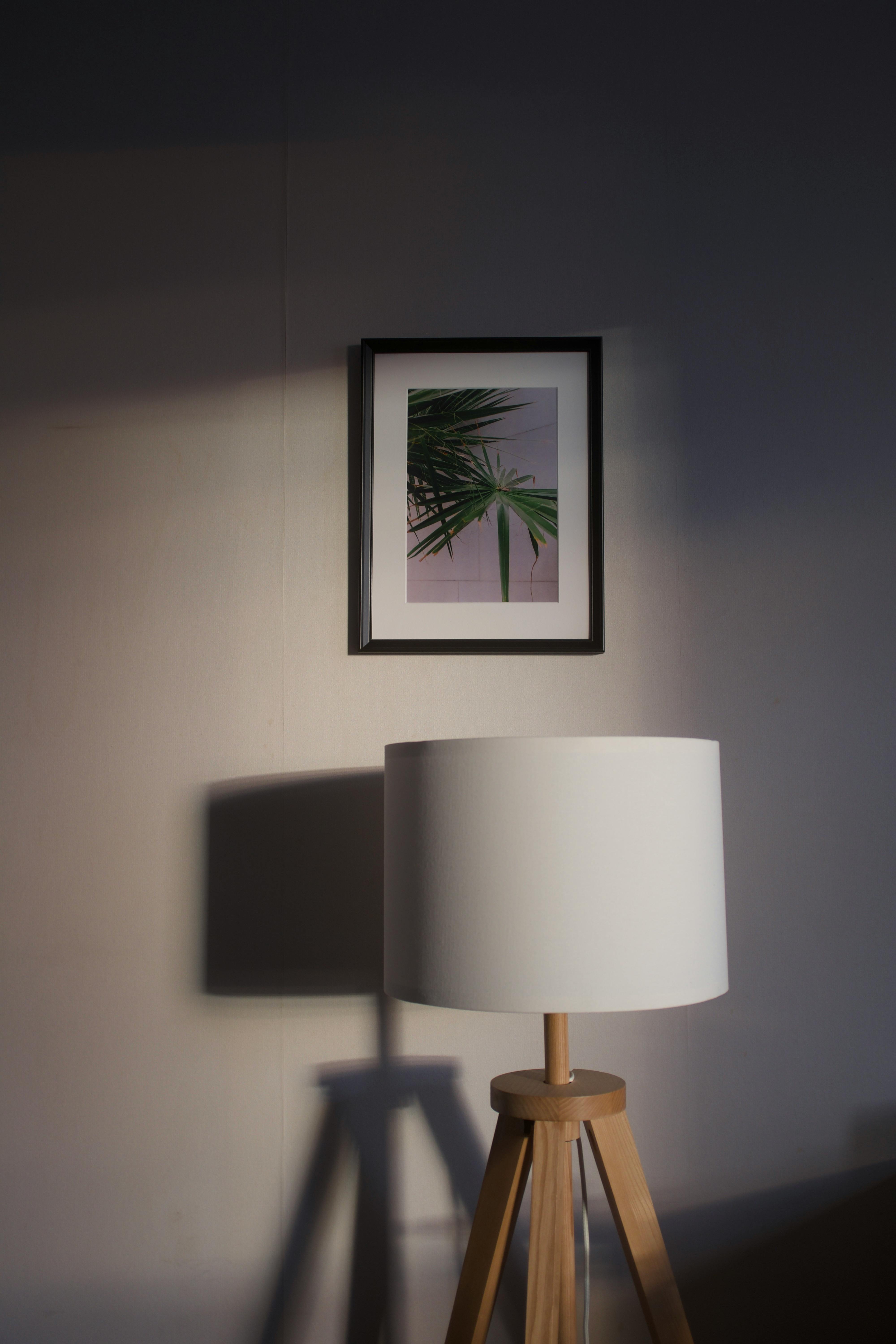 lamp and framed picture on wall