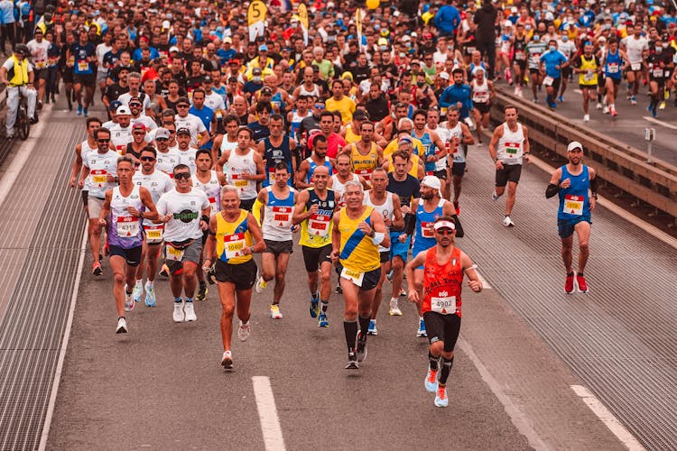 Men In Uniform Running Marathon