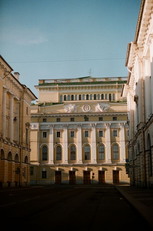 Free A classic view of the Alexandrinsky Theatre showcasing its architectural elegance in Saint Petersburg. Stock Photo