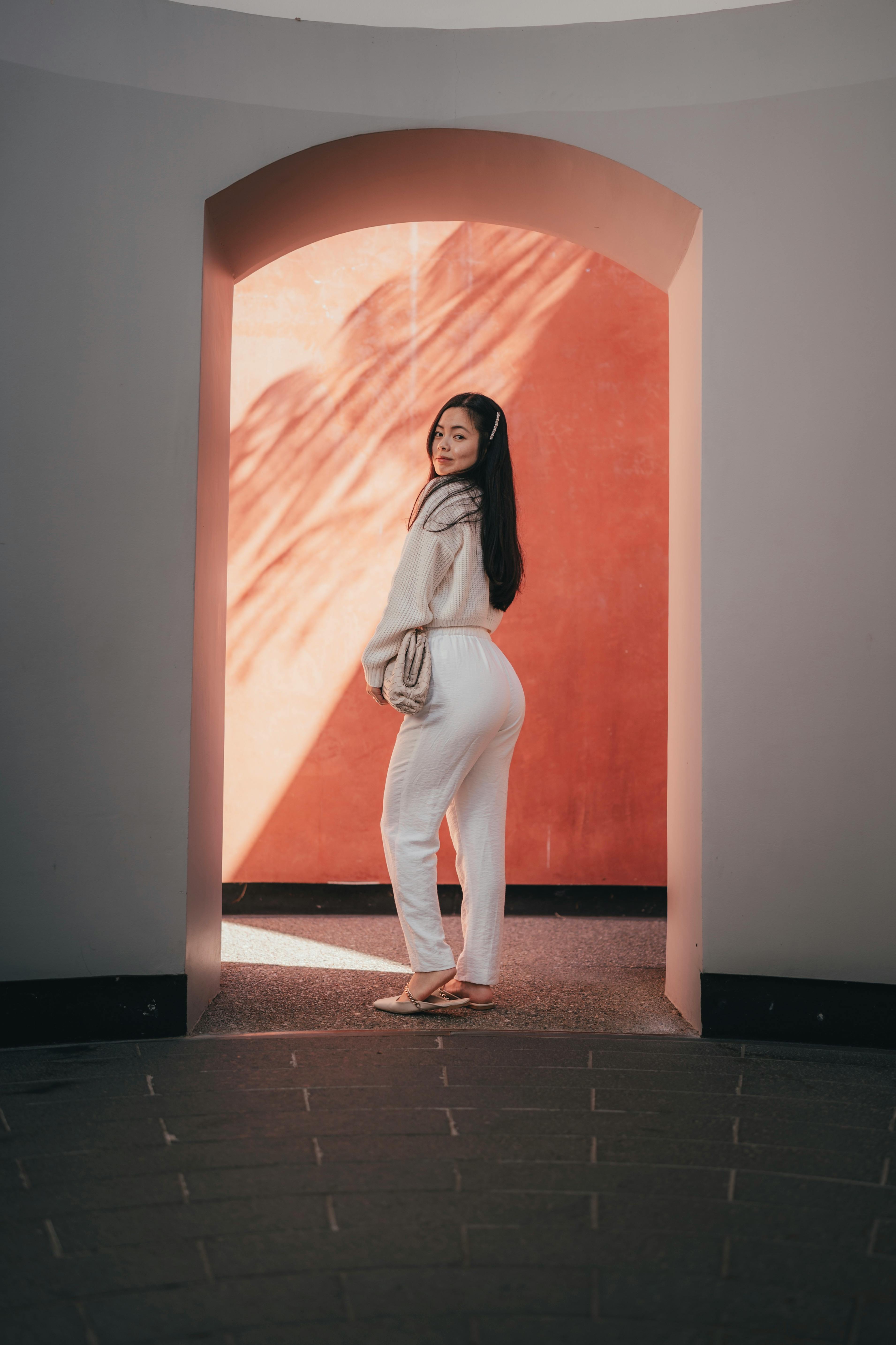 woman posing on street