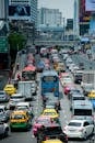 Aerial Photo of  vehicles in the city