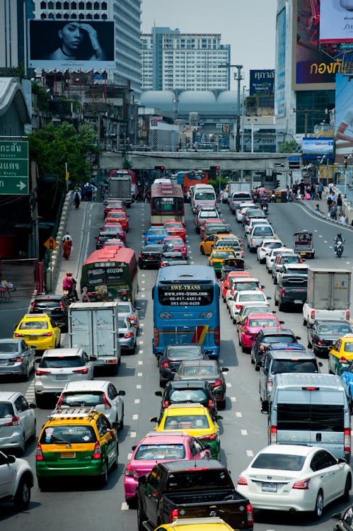 Aerial Photo Of Vehicles In The City