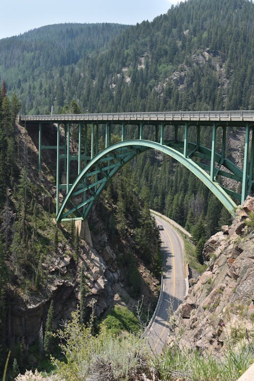 Metal Bridge Over Asphalt Road