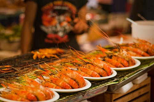 Free Pile of Shrimps on Plates Stock Photo