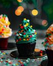 Christmas Cupcakes Sprinkled with Colourful Sugar Decorations