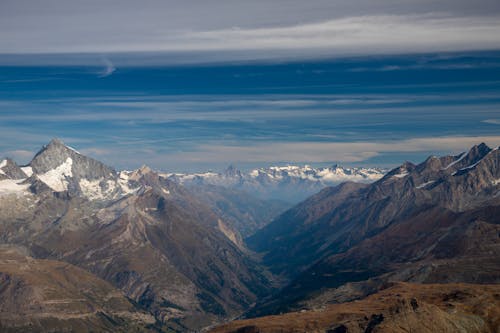 Snow Covered Mountains Under Blue Sky