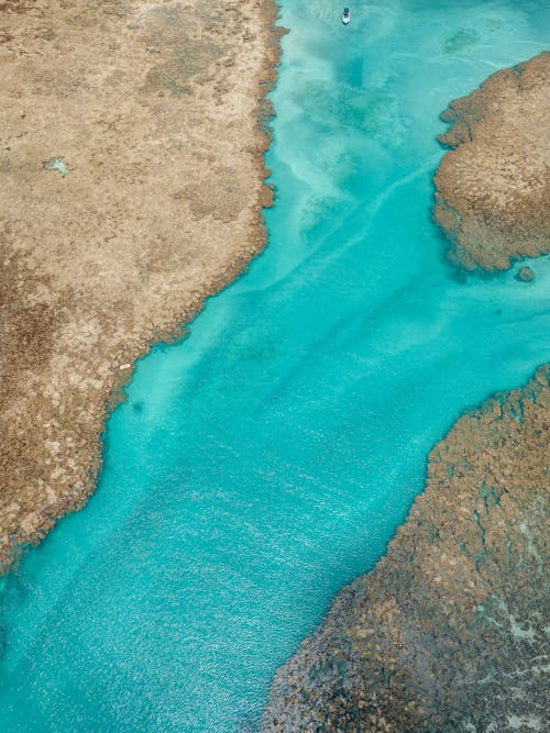 Top View of a Turquoise Body of Water 