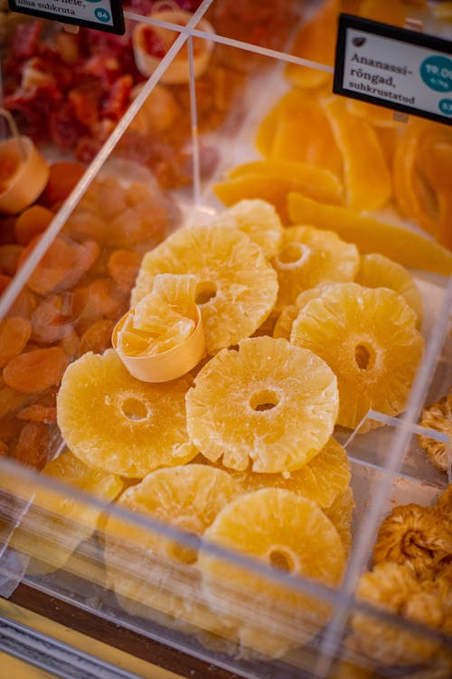 Close-up of Dried Pineapples in Market