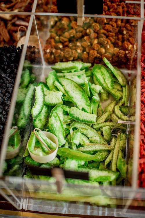 Green Candied Fruit in a Store 