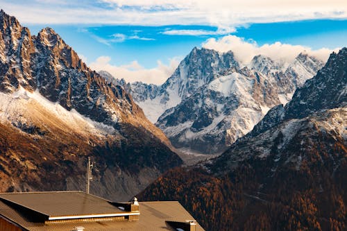 Snow Covered Mountains Under Blue Sky