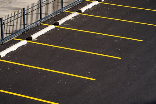 Yellow Lines on the Ground of Parking Lot