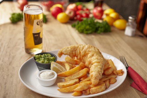 Fish and Chips and Corona Beer 