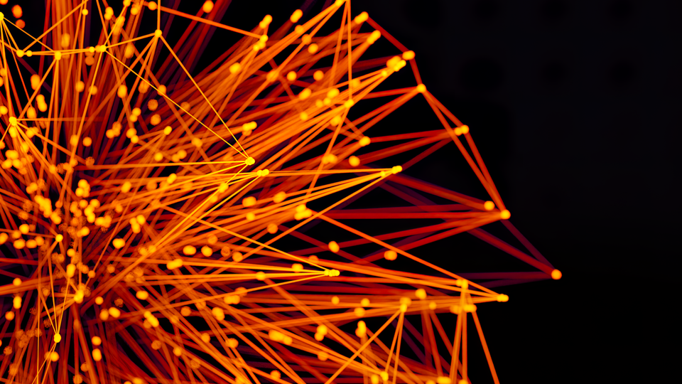 Abstract network representing competing AI models
