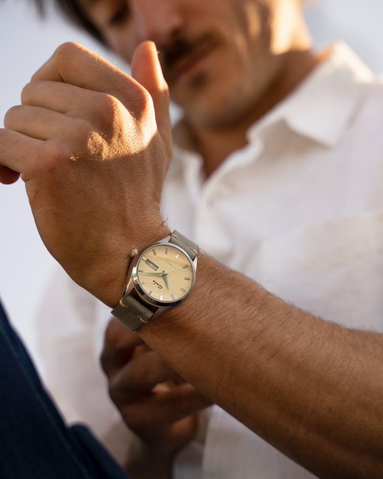 Close-up Of A Man Wearing A Wrist Watch