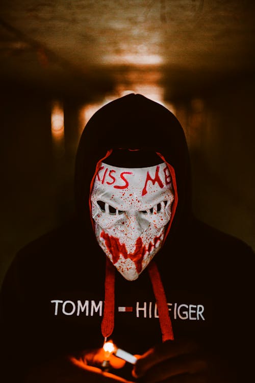 Man Wearing Scary Mask