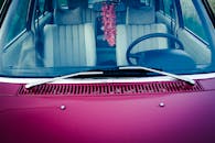 透过装饰着迷人花卉的挡风玻璃，探索古董汽车内饰的经典美学