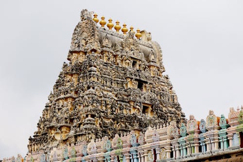 Základová fotografie zdarma na téma architektonický design, bílá obloha, chrám ekambaranathar
