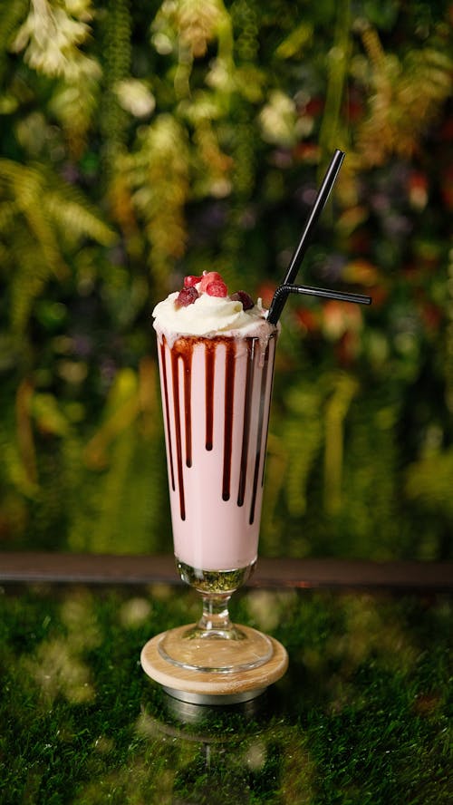 Free White Ice Cream With Strawberry on Top Stock Photo