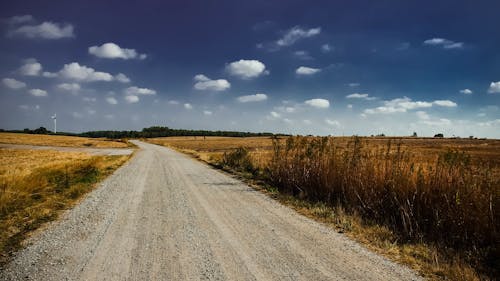 Free Gray Road in Between Brown Grass Under White Cloudy Sky Stock Photo