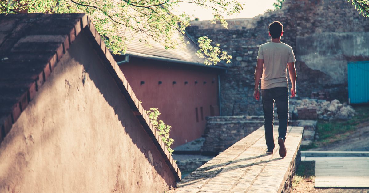 Man walking away confidently