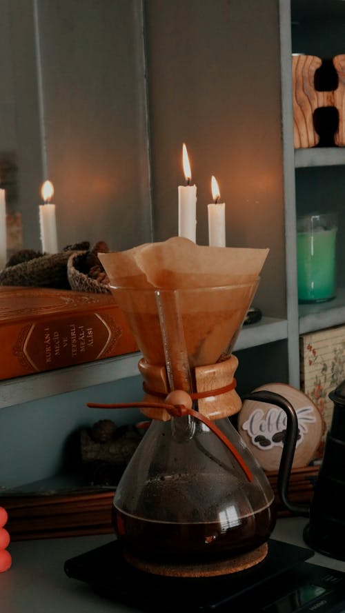 Free Brewed Coffee in Glass Chemex Stock Photo