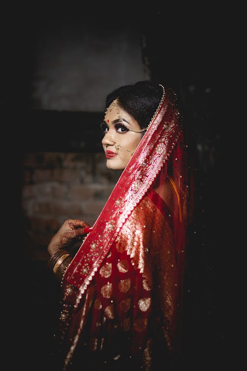 Beautiful Woman in Red Sari