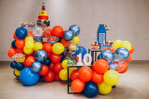 Colorful Birthday Balloons on the Floor