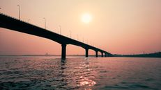 A Silhouette of the Lalon Shah Bridge in Bangladesh