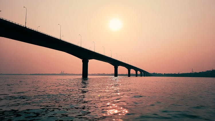 
A Silhouette Of The Lalon Shah Bridge In Bangladesh