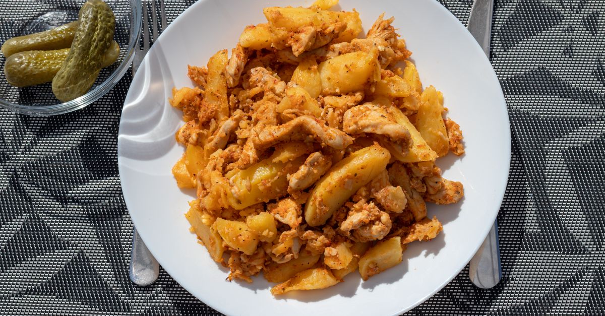 Chicken Paprikash as locals eat it, Hungary