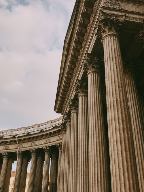 Free Side view of the grand columns of Kazan Cathedral in Saint Petersburg, Russia. Stock Photo