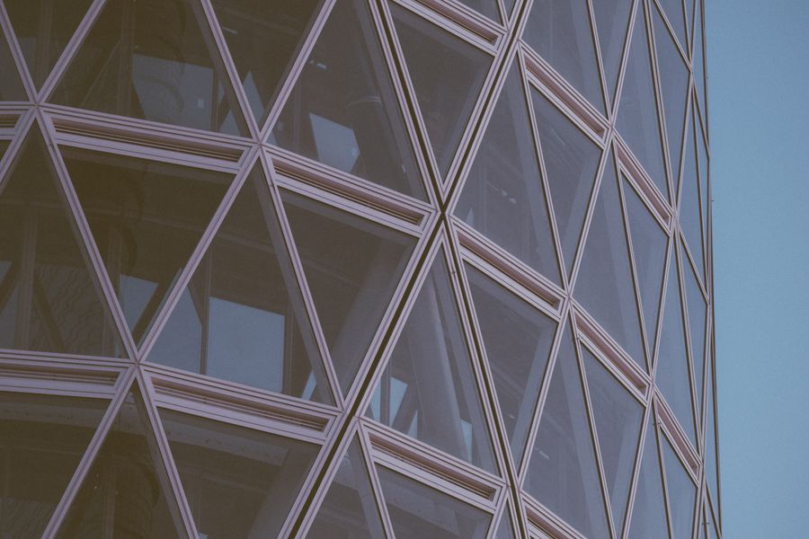 Geometric crisscross building facade