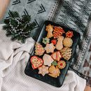 Sliced Fruits on Black Rectangular Tray