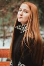 Woman in Black and White Polka Dot Scarf