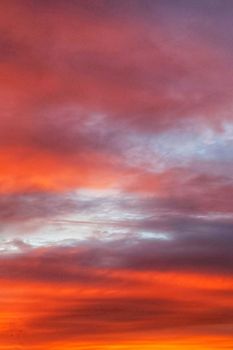 Striking sunset sky with dramatic clouds over Moncton, New Brunswick, Canada.