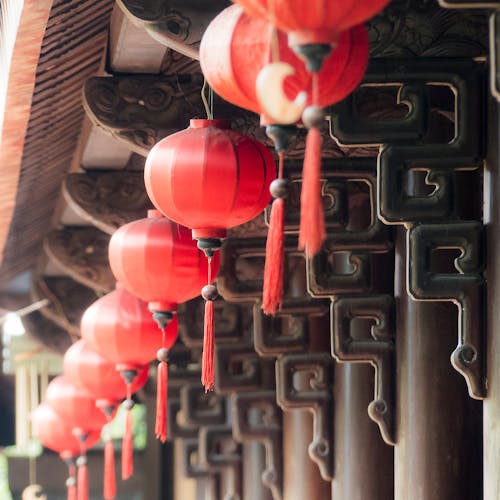 Free stock photo of depth of field, lanterns, red