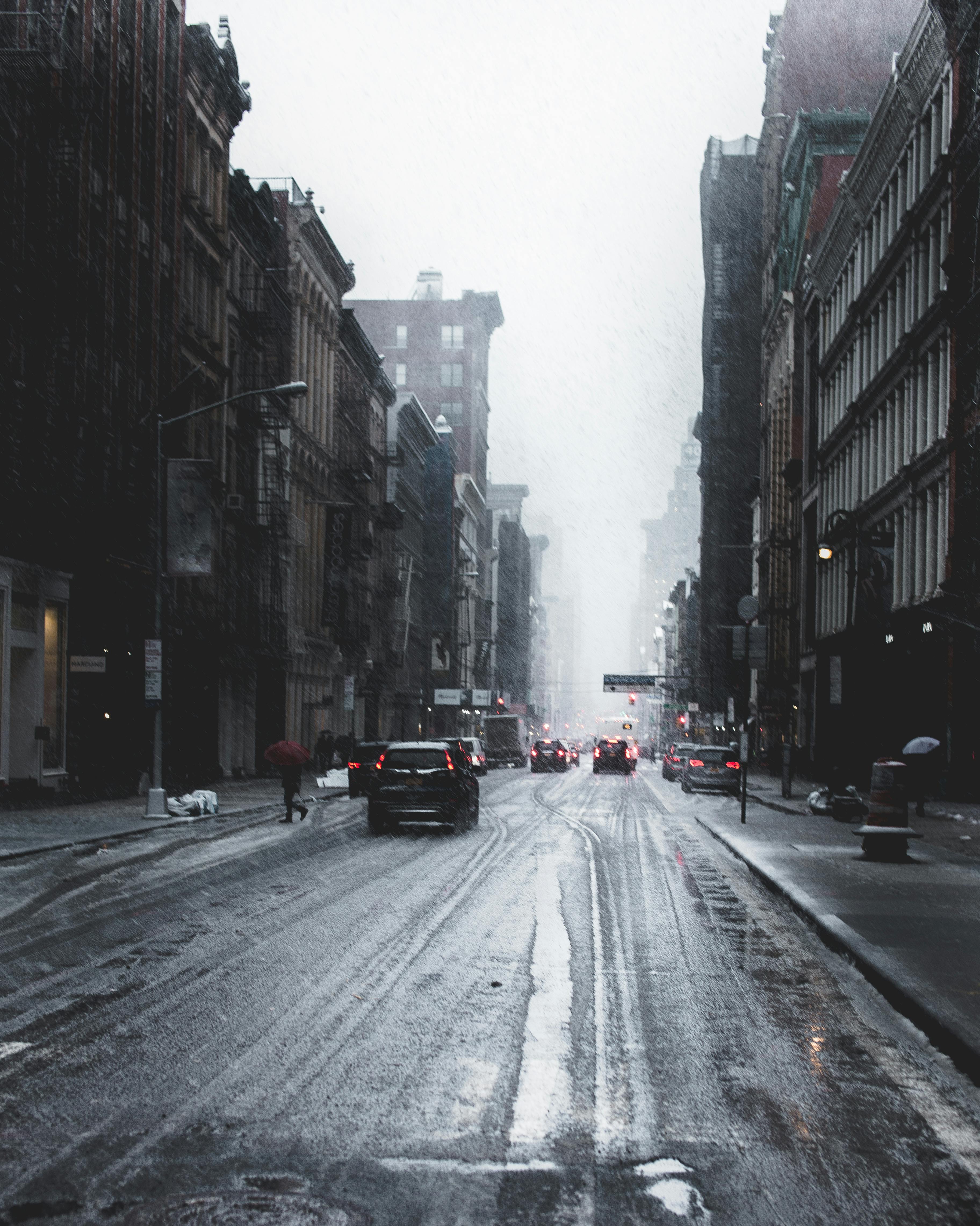 photography of wet roadway