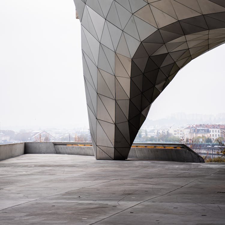 Metal Modern Architecture On Concrete Pavement