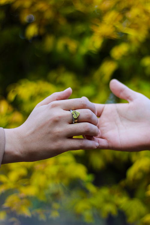 Person Wearing Silver Diamond Ring