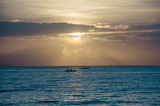 Scenic View of Ocean During Sunset