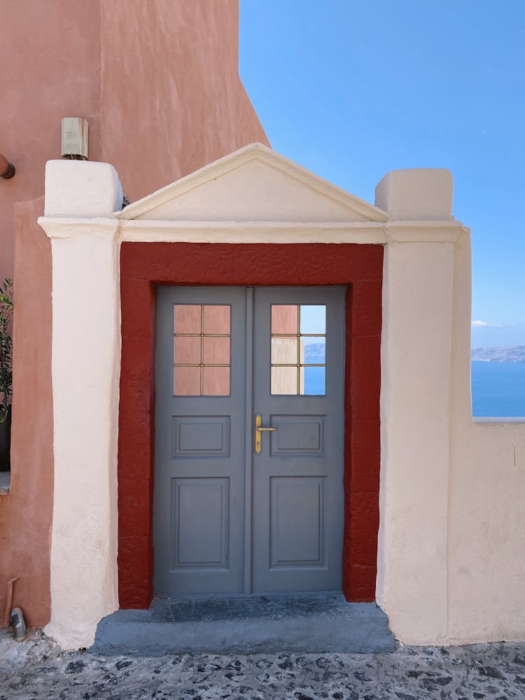 Door To Caldera In Santorini, Greece