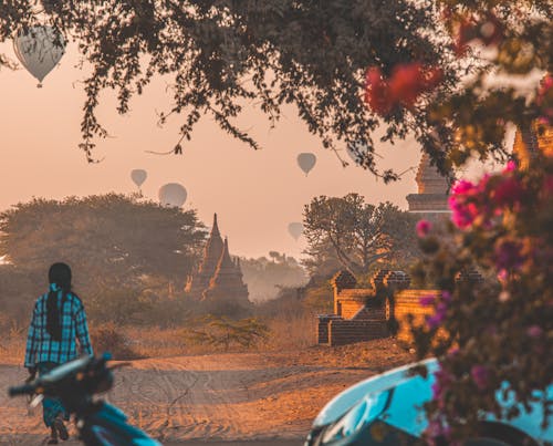 Základová fotografie zdarma na téma Asie, horkovzdušné balóny, myanmar