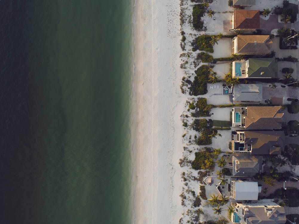 High-angle View of Beach and Houses